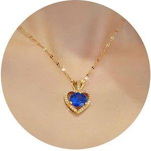 ZZ ZINFANDEL Gold Heart Necklace for Women Pendant Choker Necklaces,Love Pink Ne